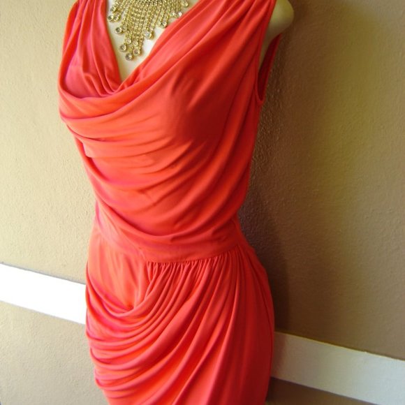 C&T Costello & Tagliapietra Cowl Neck Drape Dress Geranium - Picture 2 of 2